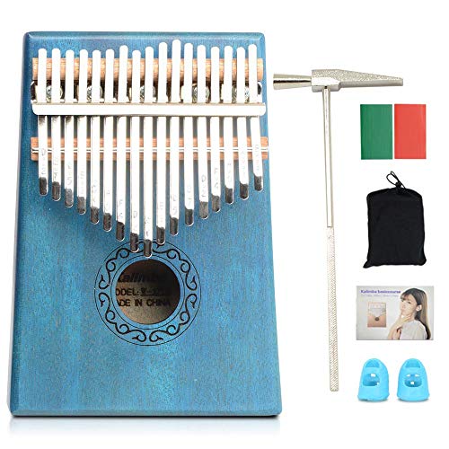 Apelila 17 Key Kalimba Thumb Piano, Solid Mahogany Wood Body Finger...